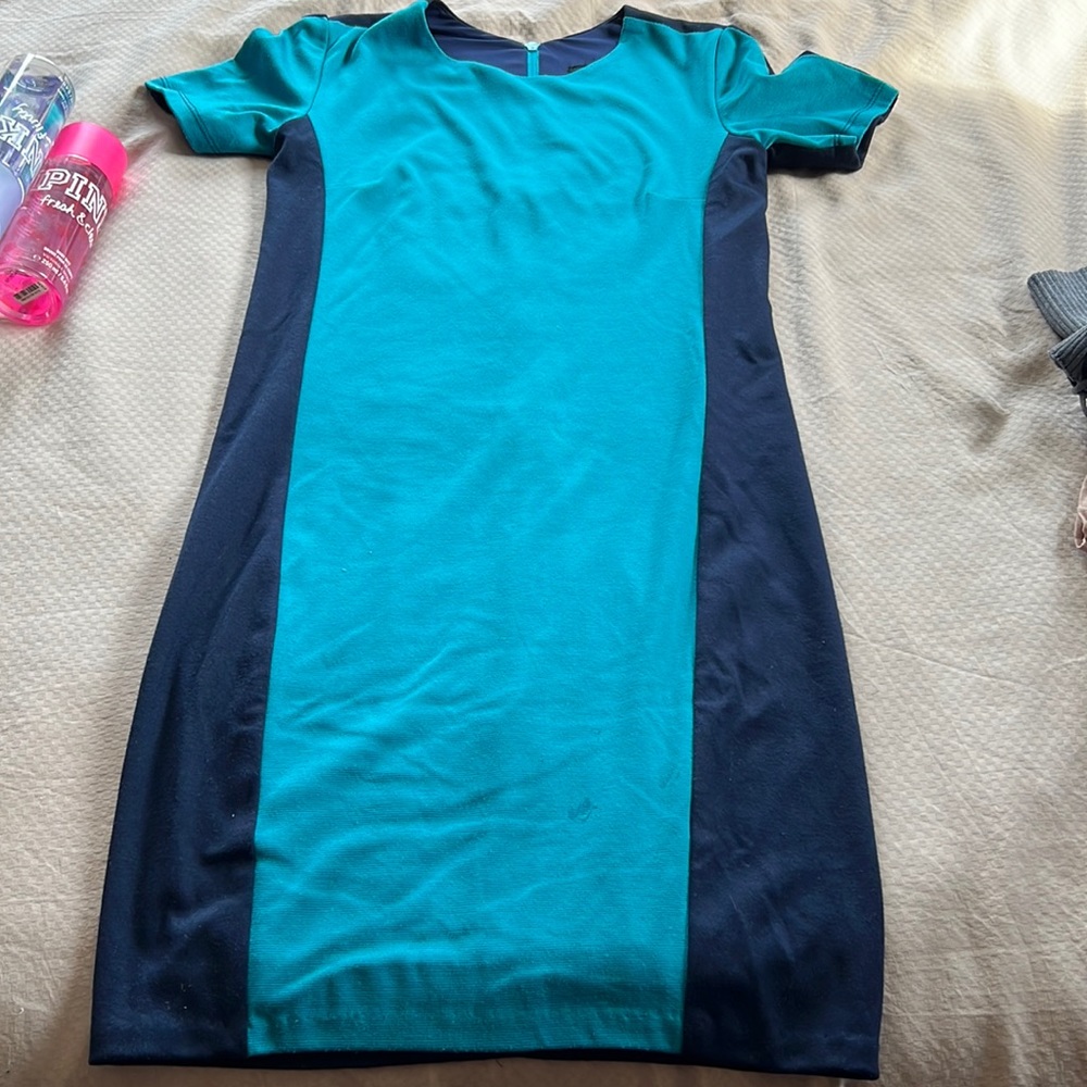 Aqua color block dress